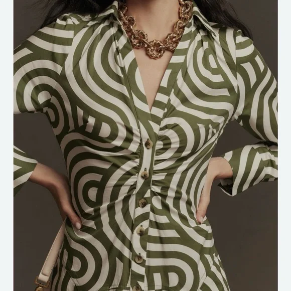 Anthropologie Poplin Shirt Dress - Kelly Green Size 2 Anthropologie Poplin Shirt Dress - Kelly Green Size 2